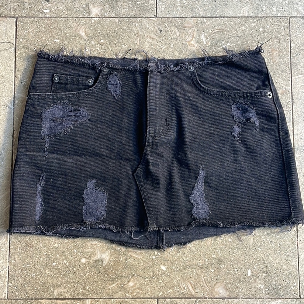CARMAR denim cutoff skirt (low rise)